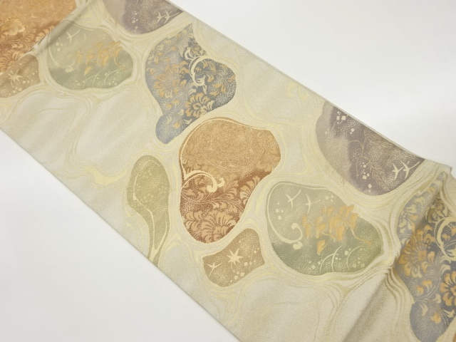 JAPANESE FUKURO OBI / WOVEN FLORAL PLANTS